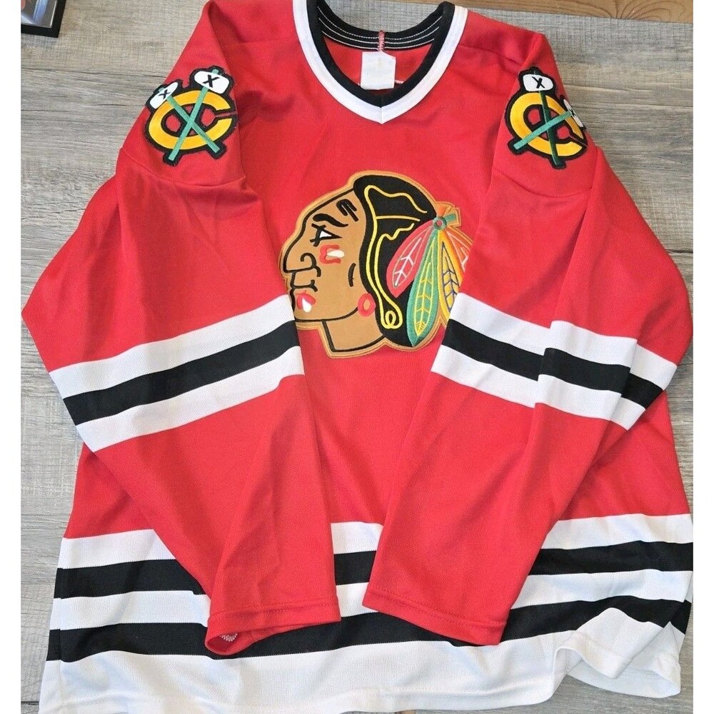 Chicago Blackhawks Hockey Jersey Mens XL Red Vintage CCM Maska Made in USA 80s